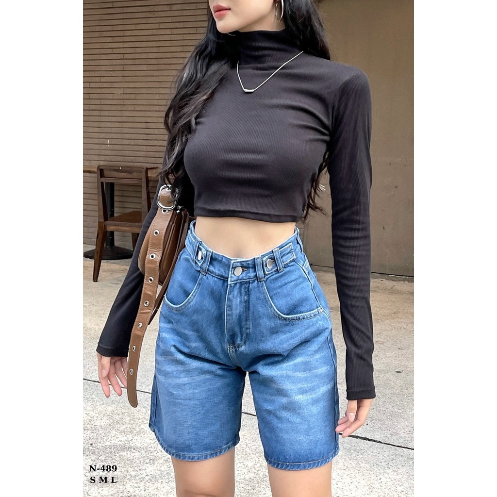 Quần short ngố jean lưng cao TiQi Jeans N1-489