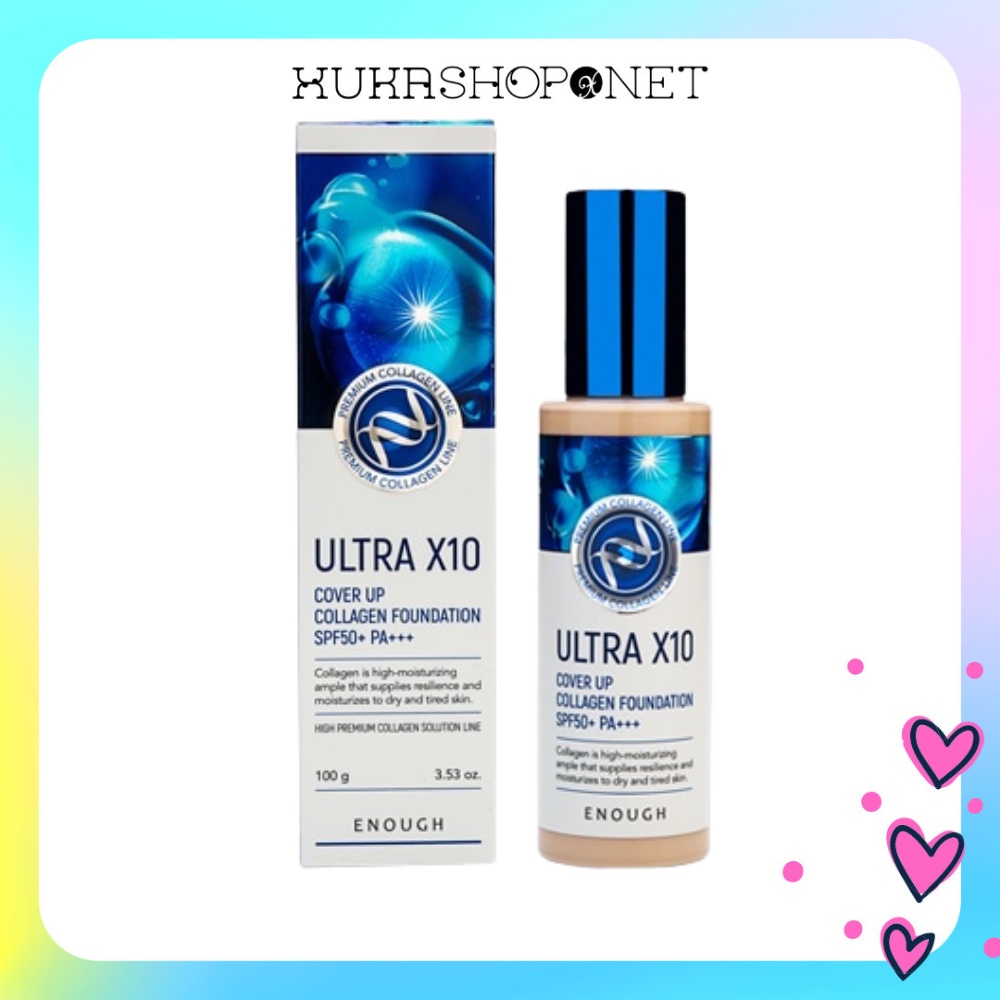 Kem nền Collagen Ultra X10 Cover Up Enough Collagen Foundation SPF50+ PA+++ 100ml
