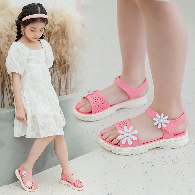 Dép xăng đan quai hậu cao su cho bé gái hình hoa cúc dễ thương đi mưa đi học đi chơi