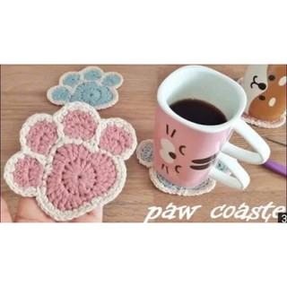 Đế lót ly ,miếng lót cốc bằng len bàn chân mèo cute