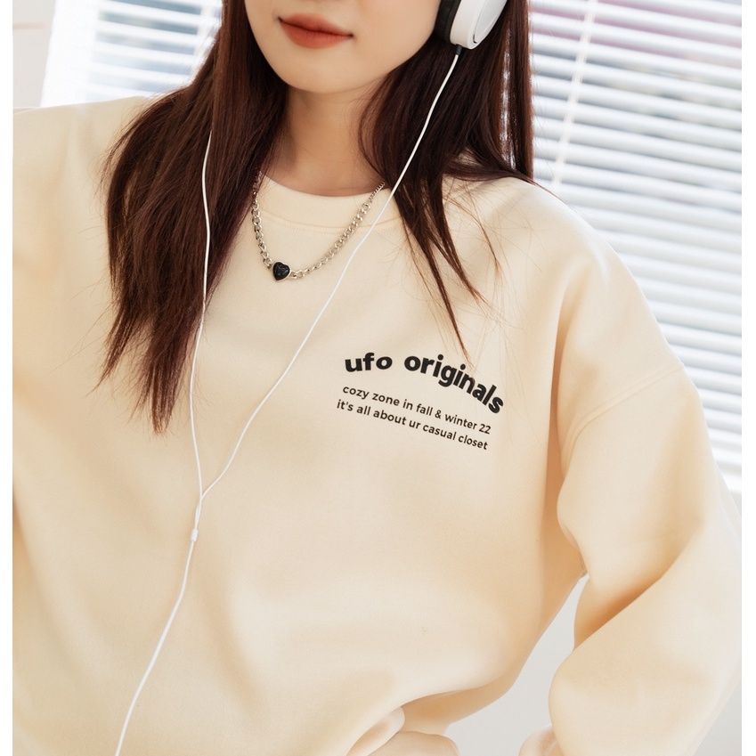 Áo nỉ bông one size in chữ - BST Basic Sweater - by ufothebasic