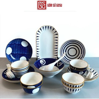 Bộ chén dĩa gốm sứ gosu cao cấp 34 chi tiết phong cách nhật bản