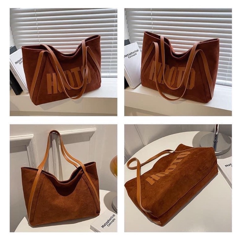 Túi đeo vai da lộn Hooto phong cách Hàn xinh xắn, trẻ trung