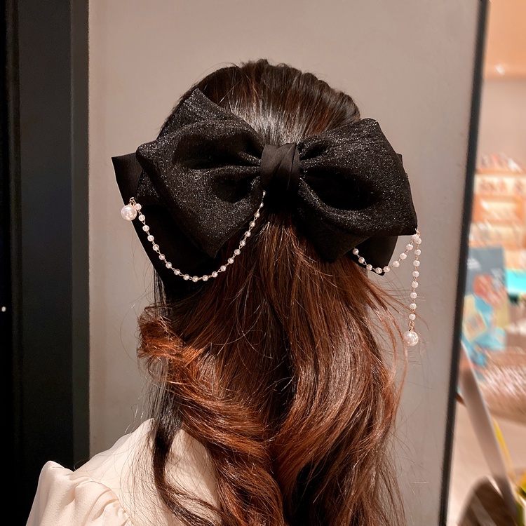 Kẹp Tóc Nơ Đính Ngọc Trai Giả Xinh Xắn Thời Trang