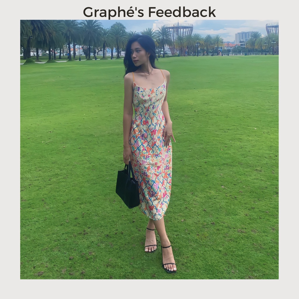 Graphé - ABIGAIL soul pattern dress / Đầm lụa dài hai dây thiết kế hoạ tiết độc quyền