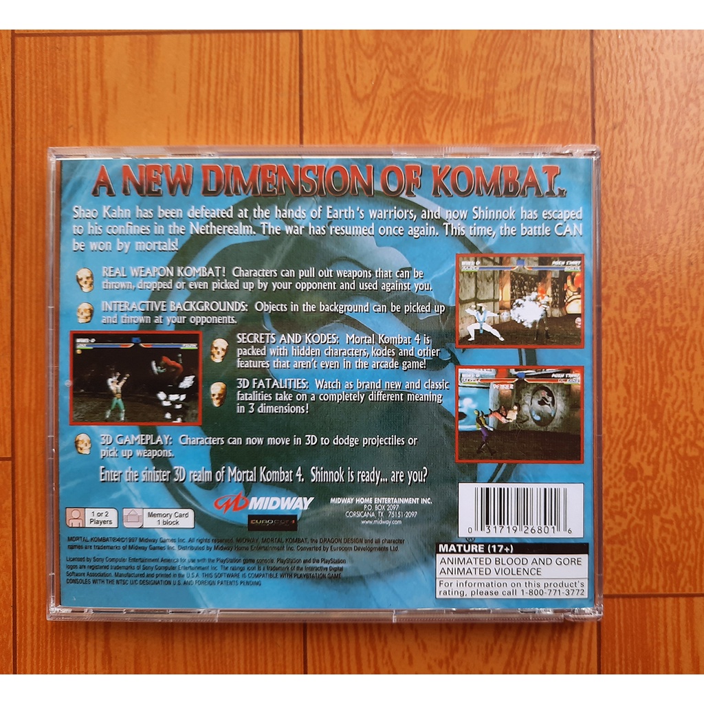Game ps1 Mortal kombat 4 no brand