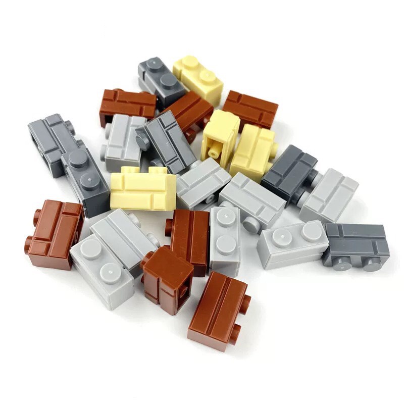 Combo 10 viên Gạch 1x2  - Đồ chơi lắp ráp gạch MOC part Gạch vân tường 1x2 Gạch xây thành trì