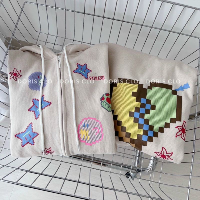 Áo hoodie có zip form rộng phù hợp nam nữ, mẫu áo khoác nỉ bông unisex in chữ mặc đi chơi, đi học