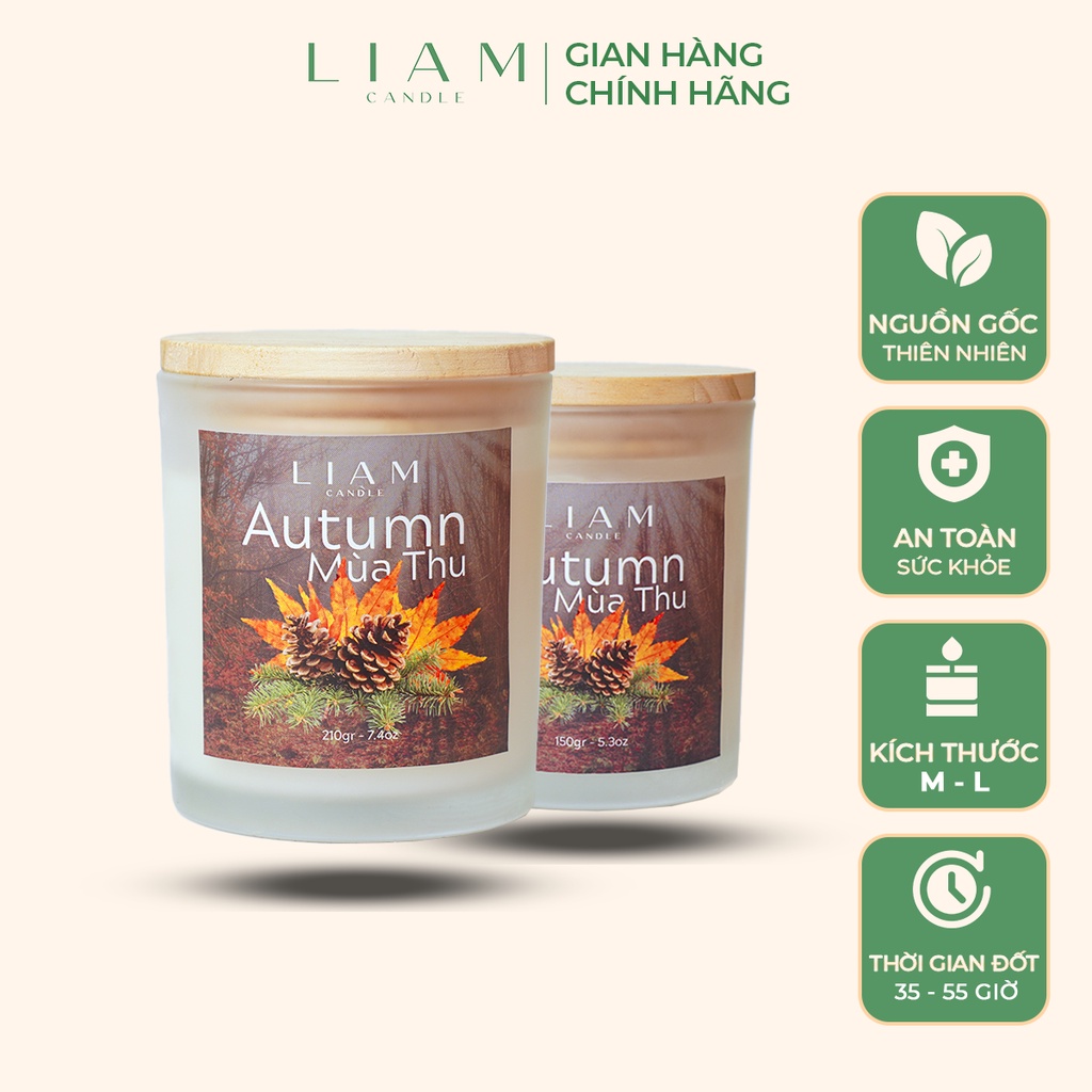 Nến Thơm Liam Candle Autumn Hòa Quyện Giữa Hương Gỗ Thông Đậm Đà Cùng Hương Cay Của Lá Phong - BST Mùa Thu