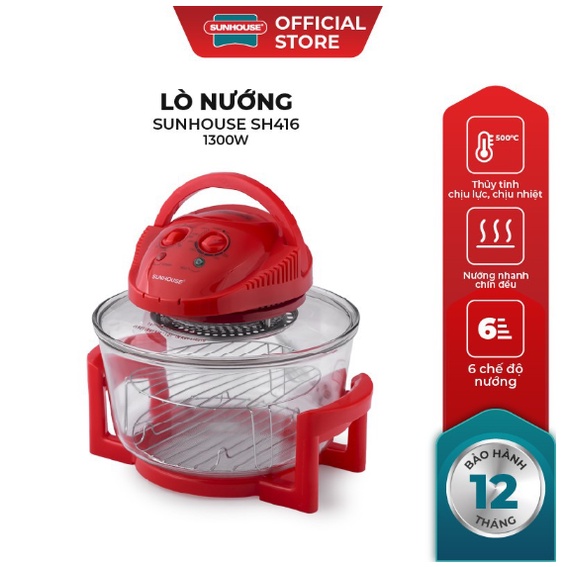 Lò nướng Halogen Thủy tinh  SUNHOUSE 12L
