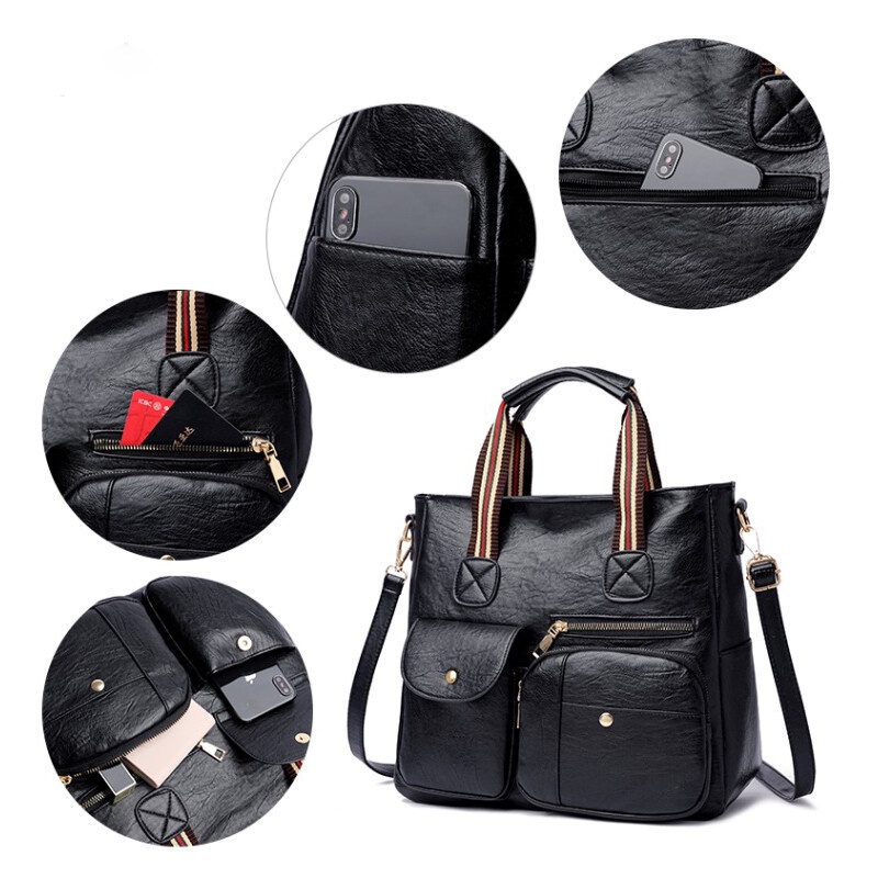 MISCHA Túi Xách Da PU Cỡ Lớn Màu Trơn Phong Cách Hàn Quốc Thời Trang Cho Nữ