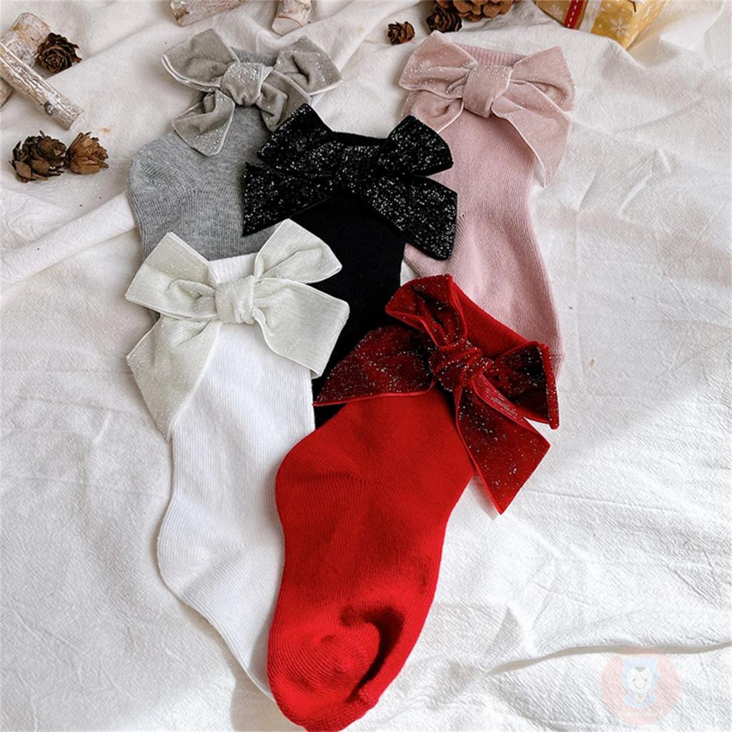 Tất Đính Nơ Kim Sa Lấp Lánh Dễ Thương Cho Bé Gái LAA6-Ga