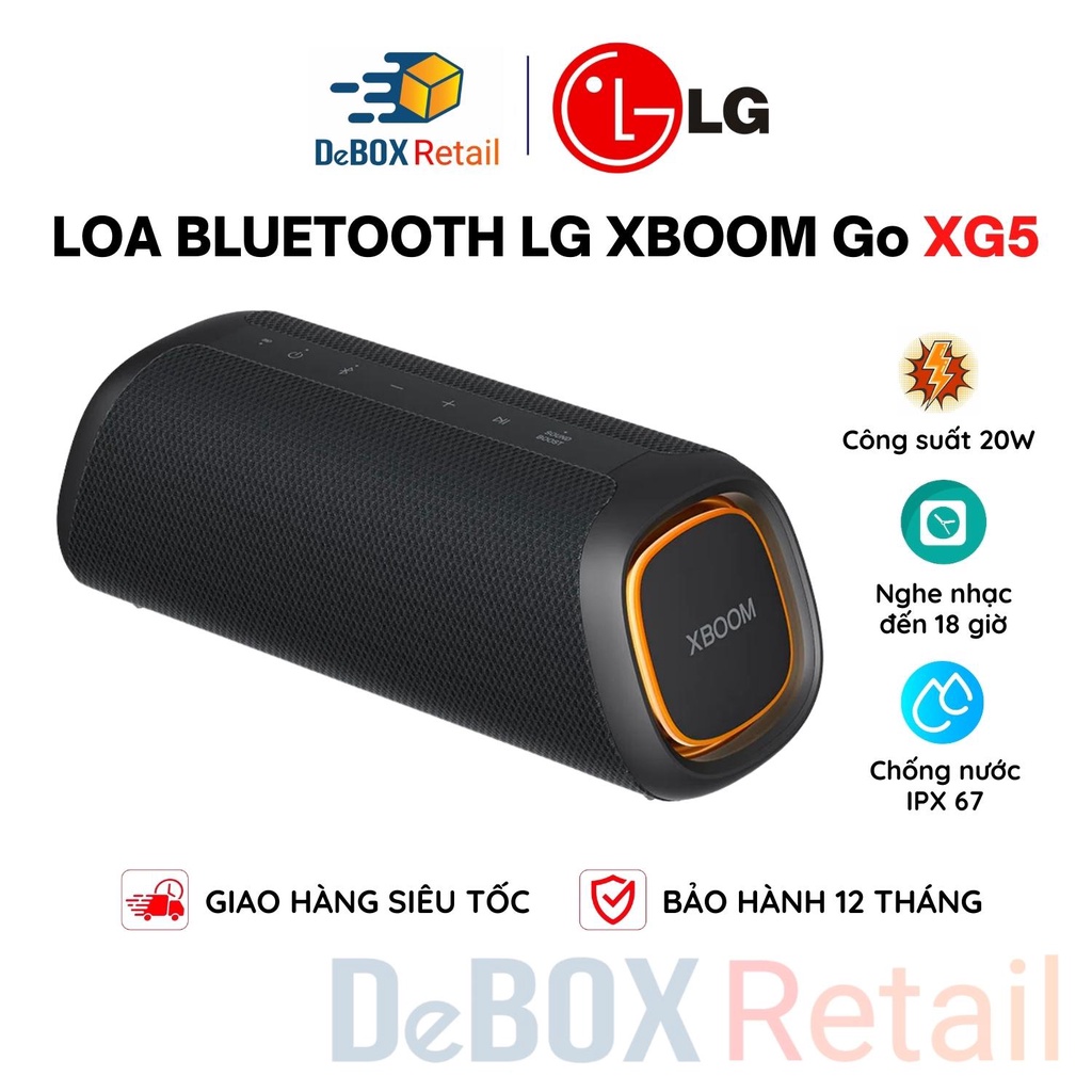Loa Bluetooth Di Động LG XBOOMGo XG5 (Xanh Đen) 20W - Hàng Chính Hãng Bảo Hành 12 Tháng
