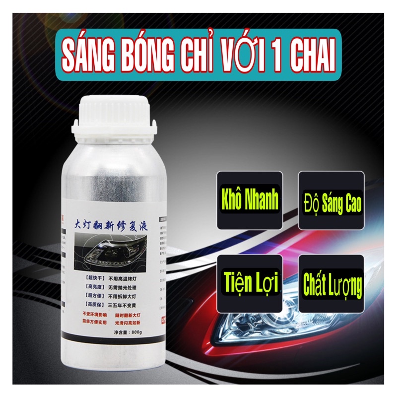COMBO Dung Dịch Đánh Bóng PHỤC HỒI ĐỘ SÁNG cho Đèn Pha Ô Tô- Xe Máy  KÈM MÚT