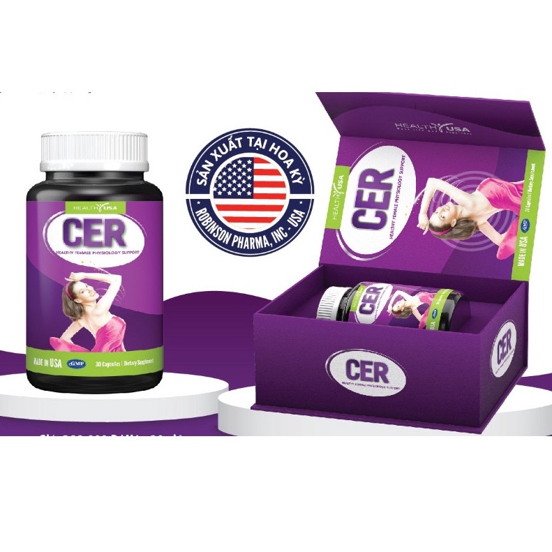 Viên uống Cân Bằng Nội Tiết Tố Nữ CER - NHẬP KHẨU MỸ - CẢI THIỆN DA KHÔ NHĂN, RỤNG TÓC, KHÔ HẠN (Chai 30v)