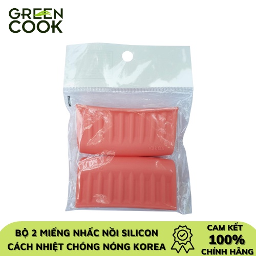 Bộ 2 miếng nhấc nồi silicon Green Cook GCSH01 cách nhiệt chống nóng màu hồng