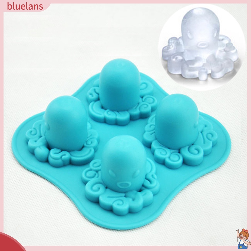 Khuôn silicone làm đá cục hình bạch tuộc 4 ngăn