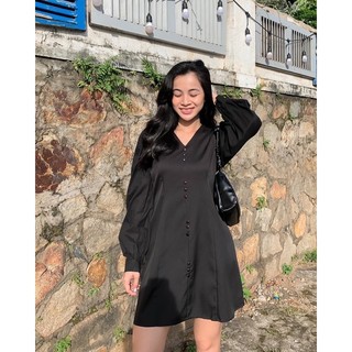 Đầm cổ tim linen
