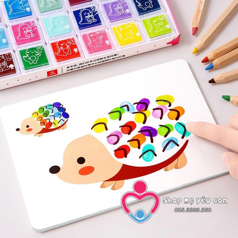 COMBO Bộ Màu Vân Tay + 30 Tranh Mẫu Cho Bé Vẽ Thỏa Trí Tưởng Tượng