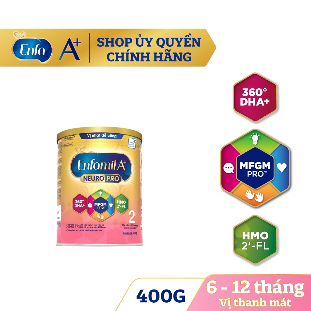 Sữa Bột Enfamil A+ Neuropro 2 - FL HMO Vị Nhạt Dễ Uống – 400g Mẫu Mới