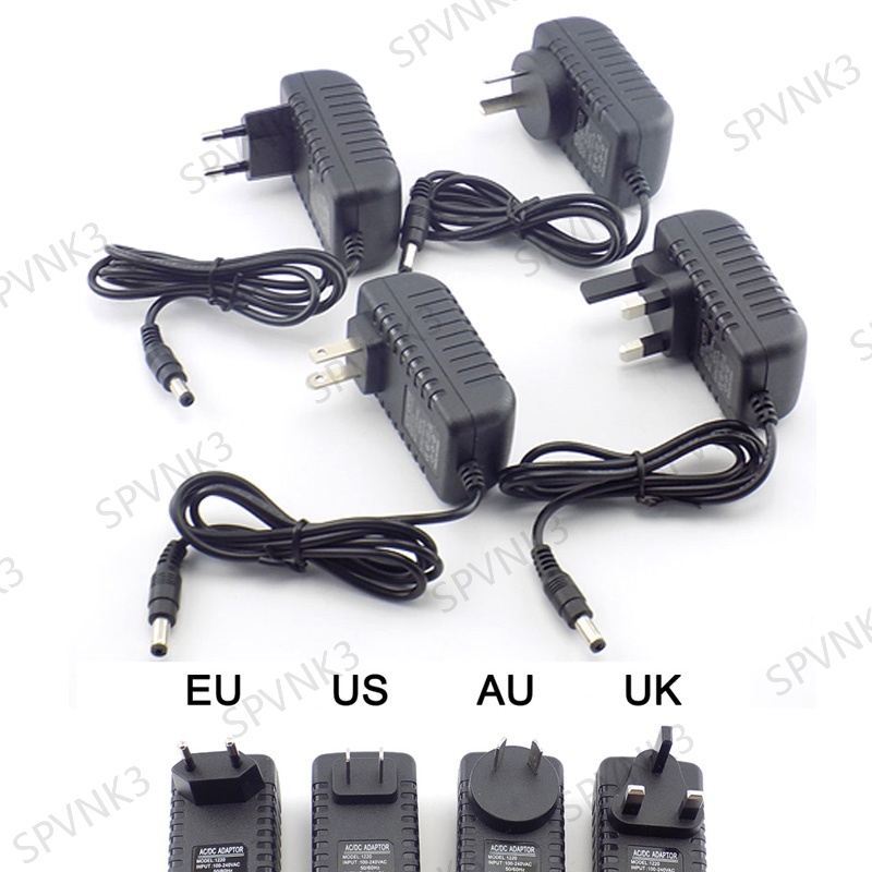Bộ Chuyển Đổi Nguồn Điện 12V 2A 100-240V AC Sang DC Cho Đèn LED Dây Phích Cắm US EU VNK3