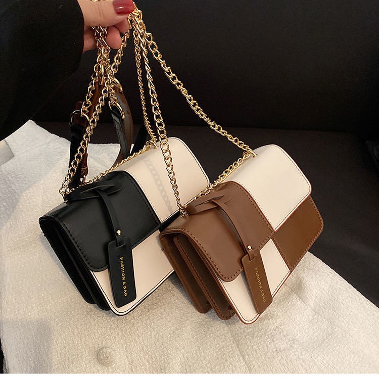 Túi Đeo Chéo Hình Vuông Nhỏ Màu Trắng Đen Phong Cách Hàn Quốc Thời Trang Cho Nữ