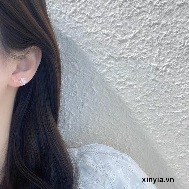 Bộ Khuyên Tai Hình Trái Tim/Bướm/Hoa/Hạt Ngọc Nhiều Màu Cho Nữ