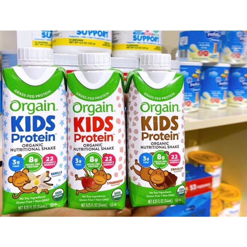 Sữa KIDS Protein Organic cho bé hộp vặn nắp vị Vani / Socola / Dâu date2023 - SHIP AIR - ĐỦ BILL