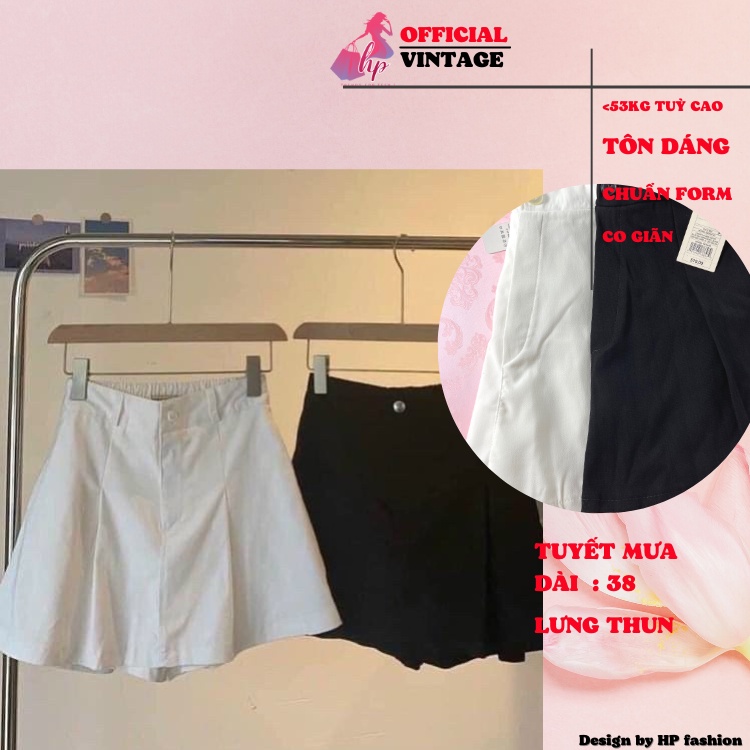 Quần đùi giả váy lưng cao, quần short đen trắng kiểu hàn quốc VD648