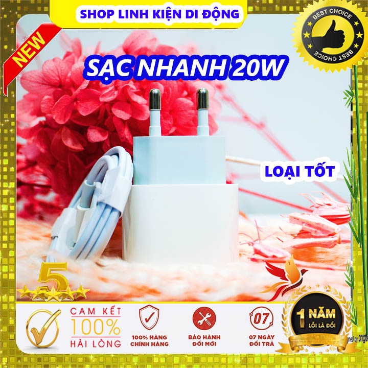Sạc nhanh 20W cho máy 7/8/X/11/12/13 - Bảo Hành 12 tháng, Chân tròn Chuẩn châu âu