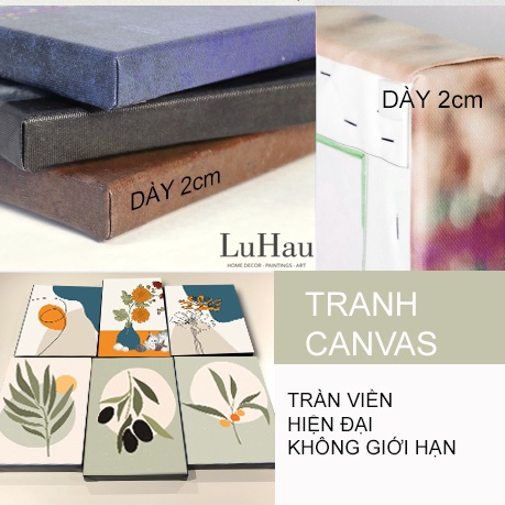 Set tranh canvas tràn viền không khung Minimal Leaf trang trí nội thất giá xưởng tặng kèm móc treo và đinh ba chân