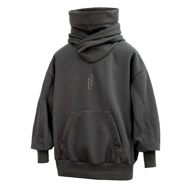 Áo Hoodie Cổ Cao Dáng Rộng Màu Xám Thời Trang Thu Đông Cho Cặp Đôi Size M-3Xl