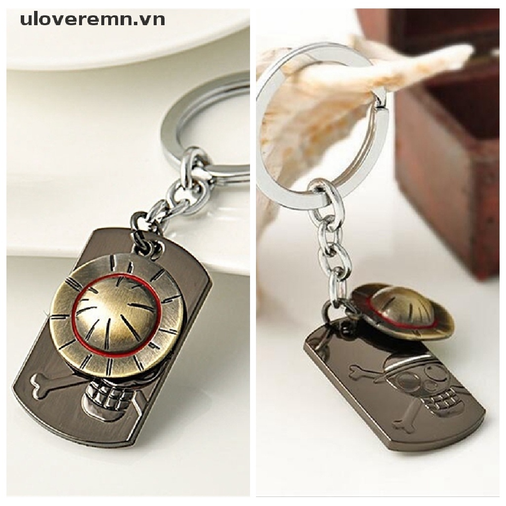 Uloveremn Móc Chìa Khóa Bằng Thép Không Gỉ Họa Tiết Anime One Piece Luffy Đội Mũ Rơm Thời Trang