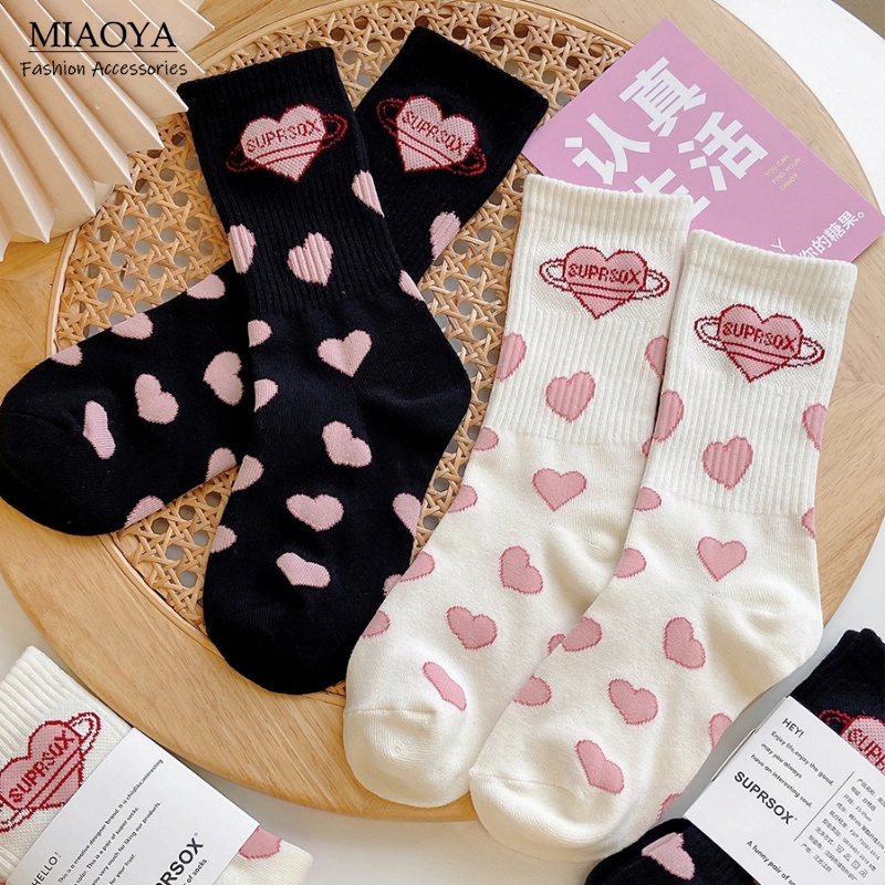 Vớ Polyester Màu Đen Họa Tiết Trái Tim Màu Hồng Tinh Tế Làm Quà Tặng Sinh Nhật Cho