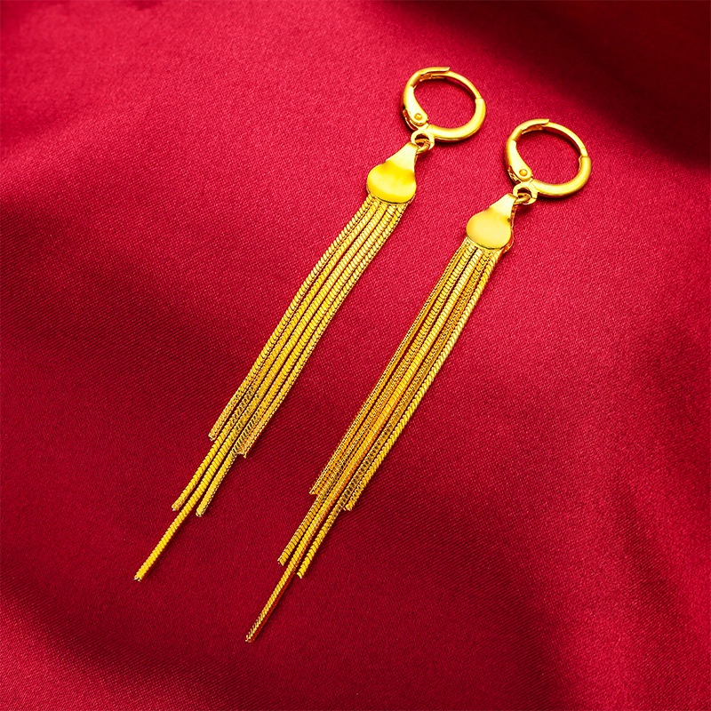 Khuyên Tai Tua Rua Dài Mạ Vàng Đồng Phong Cách Mới Cho Nữ