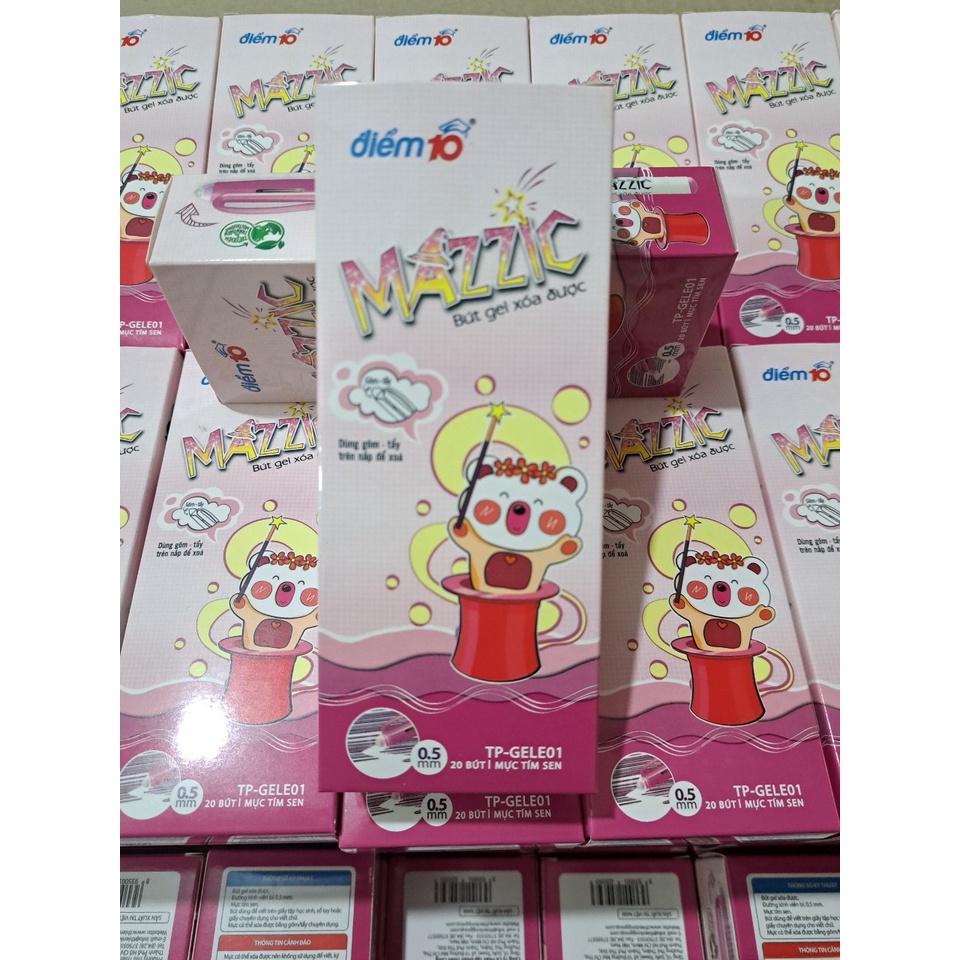 Hộp 20 Cây Bút Gel Xóa Được Mực Tím MAZZIC TP-GELE01 Ngòi 0.5mm
