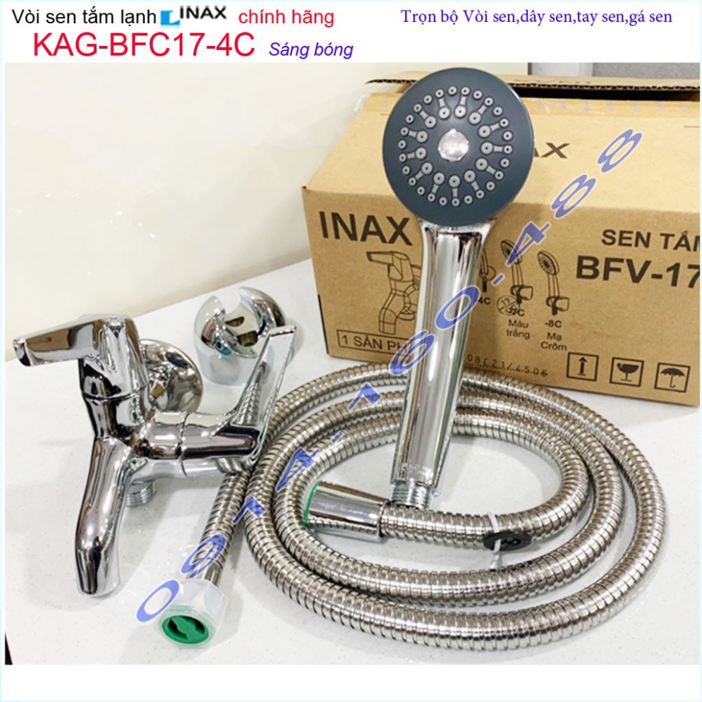 Vòi sen tắm lạnh linax Nhật Bản KAG-BFV17-4C, Trọn bộ vòi sen tắm Linax chính hãng nước mạnh sử dụng