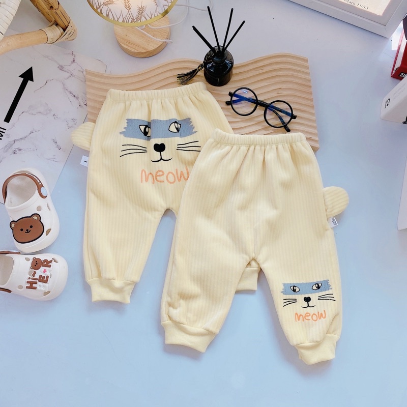 Quần nỉ lót lông vải nhung siêu mềm mịn hình đáng yêu cho bé