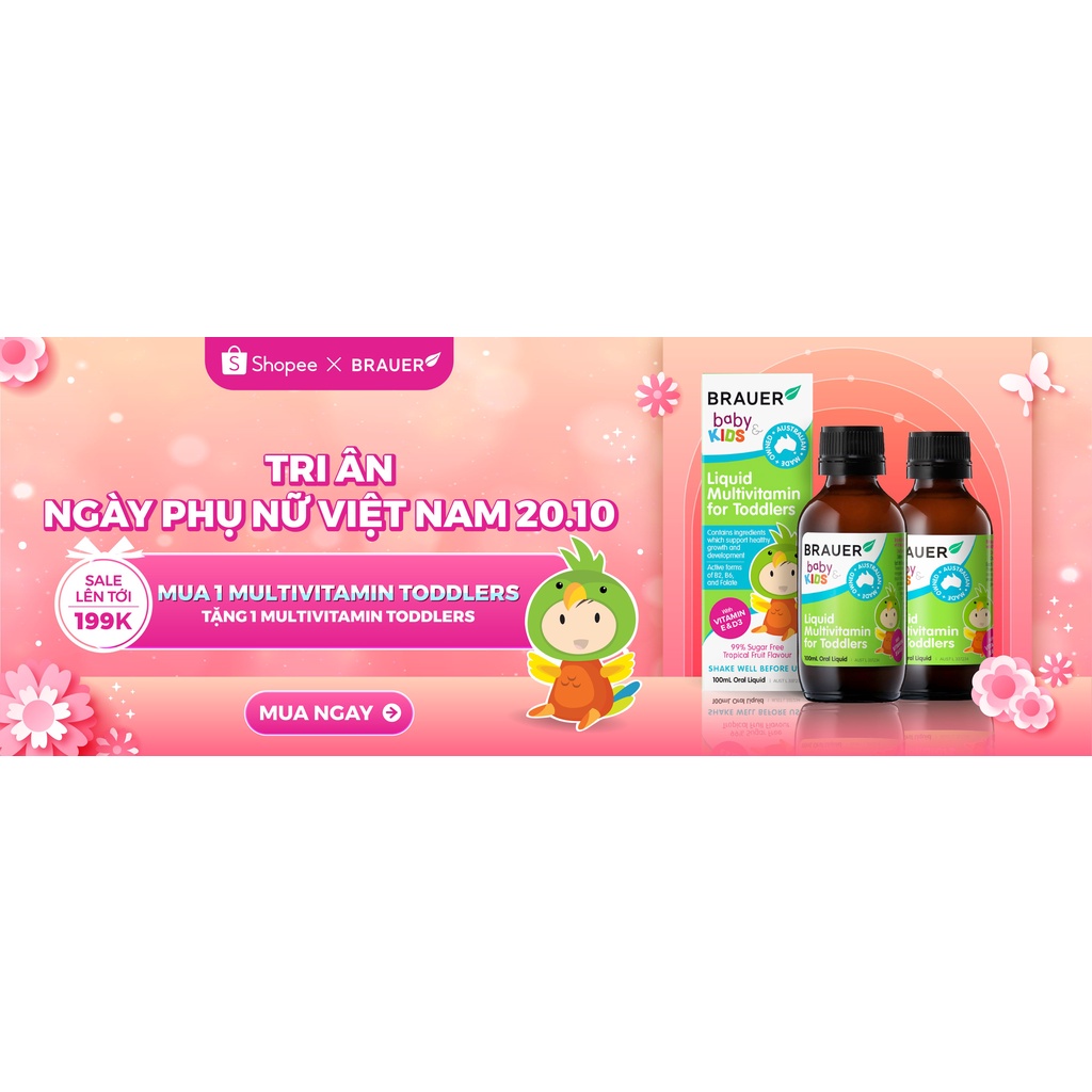 Combo 2 chai Toddler Brauer Vitamin tổng hợp cho trẻ từ 1-3 tuổi 100ml