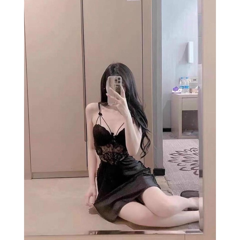 Váy ngủ sexy lụa có gọng và đệm ngực cao cấp Đầm mặc nhà gợi cảm quyến rũ SP206 | BigBuy360 - bigbuy360.vn