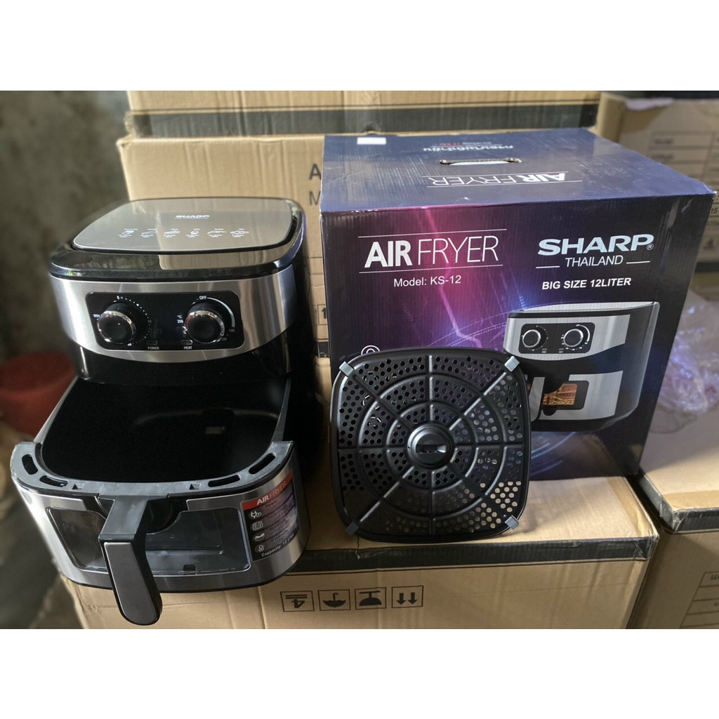 Nồi chiên không dầu sharp 10L, 12L có kính hàng chính hãng nhập khẩu Thái Lan