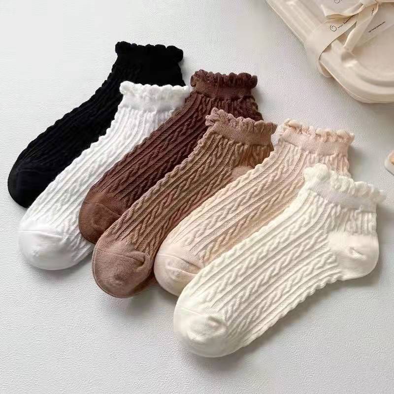 Vớ cotton nữ ECMLN thoáng khí màu trơn đơn giản thời trang