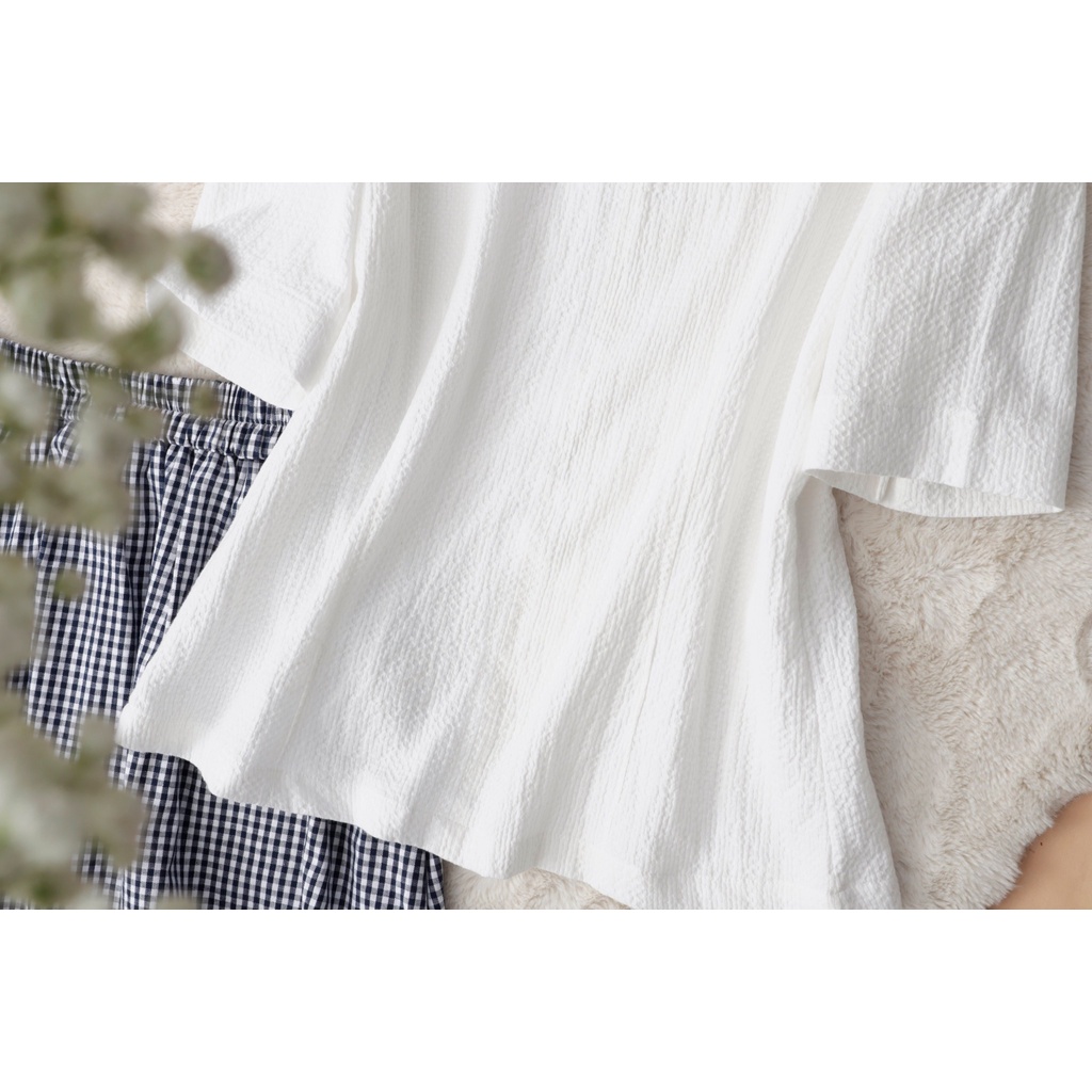 Áo xốp cotton KANAMY cổ tròn màu trắng