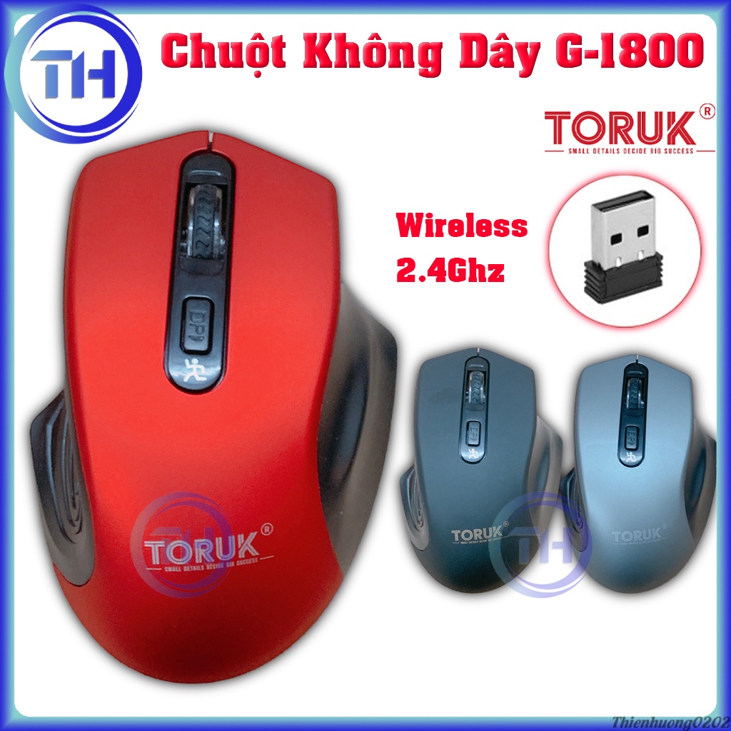 Chuột Máy Tính Không Dây Gaming TORUK G1800 - Chuột Không Dây Wireless 2.4Ghz 800/1200/1600 DPI Bảo Hành 12 Tháng