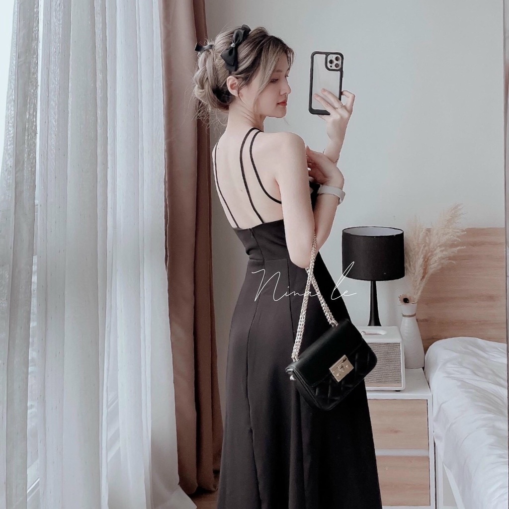 Đầm Váy Nữ Cổ Đan Dây Kết Bông Hoa Xếp Ly Eo  Thiết Kế Sang Chảnh Đi Làm Công Sở, Dạ Hội Và Du Lịch