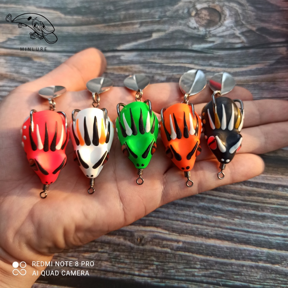 Mồi giả câu lure cá lóc nhái hơi Nhím Mini 3.5cm Minlure chuyên câu cá lóc ruộng đồng nước lũ câu cá lóc nhỏ