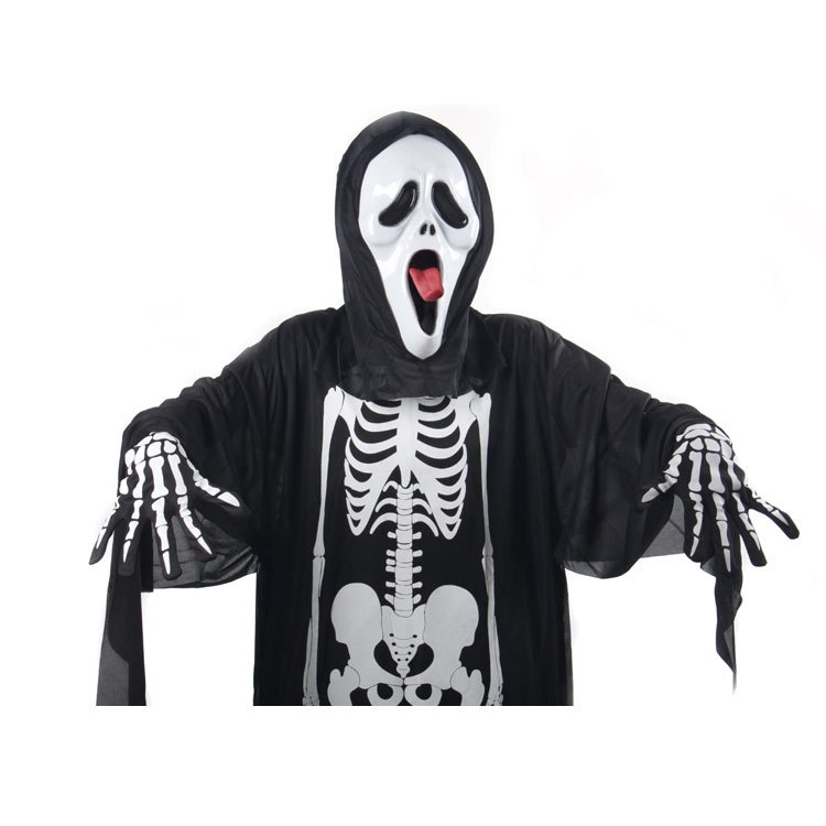Bộ áo choàng xương ma hóa trang Halloween dài 120cm cho bé từ 8 tuổi trở lên và người lớn