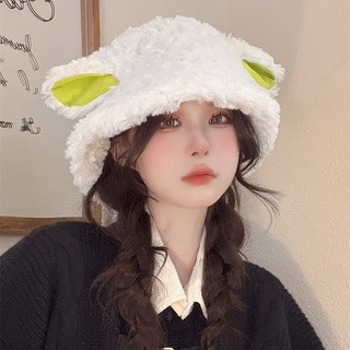 Mũ bucket lông cừu thời trang hình tai cừu