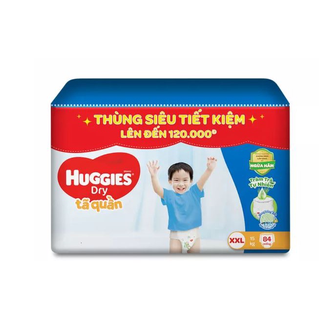 Thùng tã quần Huggies Tràm Trà Tự Nhiên Dry Pants Mega Jumbo XL96