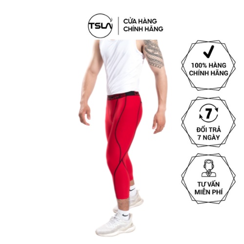 Quần legging tập gym nam lửng TSLA DEVOPS bó cơ sát ôm đùi cạp cao lưng thun thoáng mát kháng khuẩn DEL1007